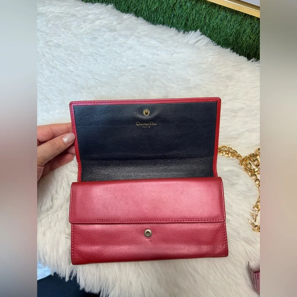 ❤️ Christian Dior Vintage Red Leather Wallet A114U0